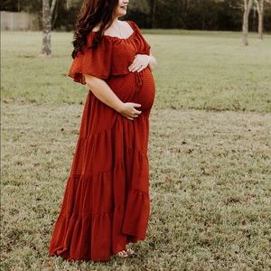 Baltic Borne Swiss Dot Maxi Dress size XL color Rust - maternity friendly